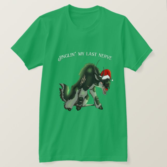 Jinglin' My Last Nerve Angry Reindeer Funny Horror T-Shirt (Design vorne)