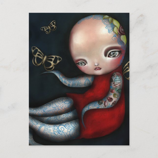 Jinxi Octopus Tattoo Girl Postkarte (Vorderseite)