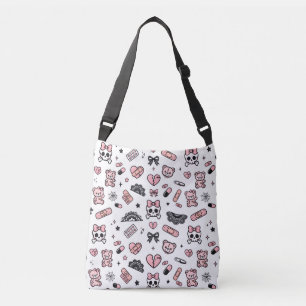 Jirai Kei Tote Bag Weiß Mittel - Gothic Tragetaschen Mit Langen Trägern