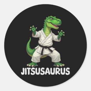 Jitsusaurus Dinosaur Karate Martial Arts Fun Enthu Runder Aufkleber