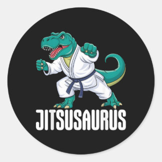 Jitsusaurus Lustiges Jiu-Jitsu Brasilianisches Ju  Runder Aufkleber