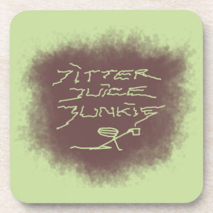 Jitter Juice Junkie - Kaffeekunst auf Grün. Getränkeuntersetzer