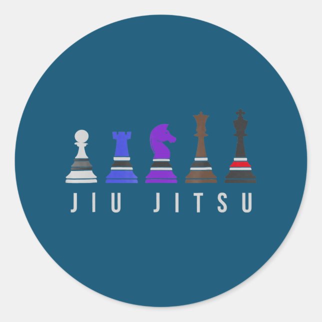 jiu jitsu Ausbildung Schach, Geschenk bjj mit Text Runder Aufkleber (Vorderseite)