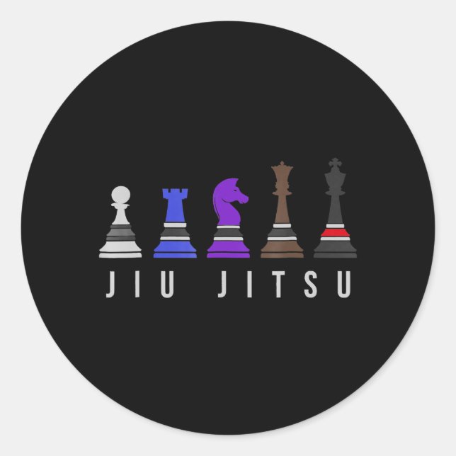 jiu jitsu Ausbildung Schach, Geschenk bjj mit Text Runder Aufkleber (Vorderseite)