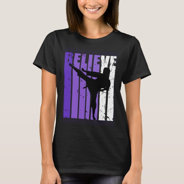 Jiu Jitsu Believe Silhouette White Belt Purple T-Shirt (Vorderseite)