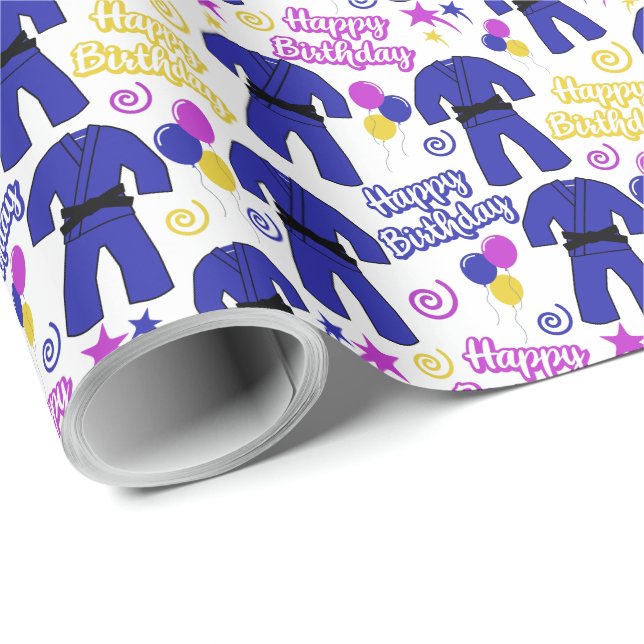 Jiu Jitsu Birthday Wrapping Paper Geschenkpapier (Rolleneckpunkt)