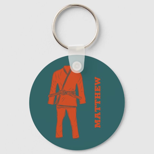 Jiu Jitsu BJJ Gi Aquamariner Personalisierter Keyc Schlüsselanhänger (Vorderseite)