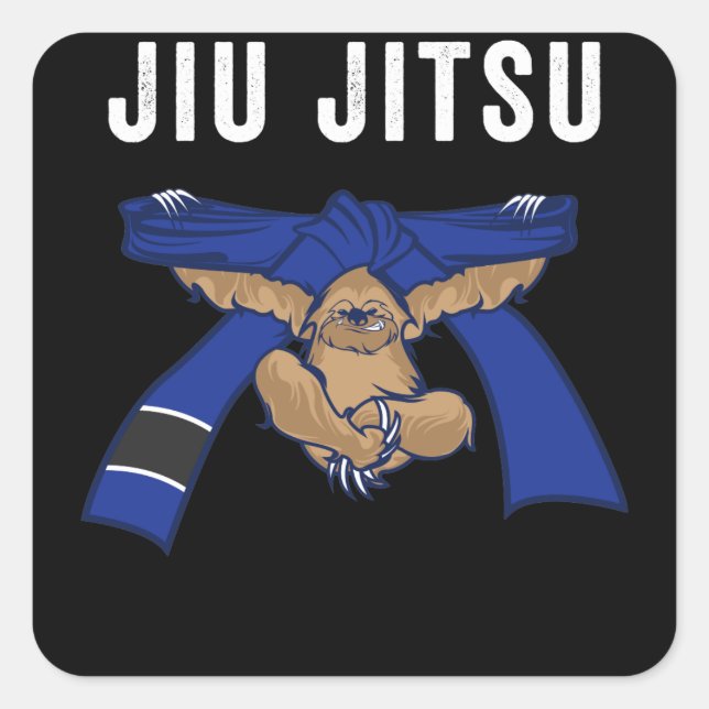 Jiu Jitsu BJJ Sloth Jiu Jitsu Blue Belt mit Quadratischer Aufkleber (Vorderseite)