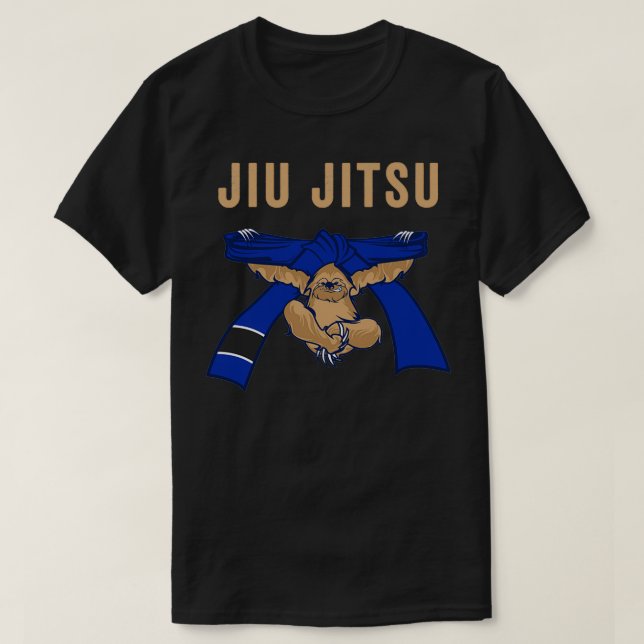 Jiu Jitsu BJJ Sloth Jiu Jitsu Blue Belt mit Text T-Shirt (Design vorne)