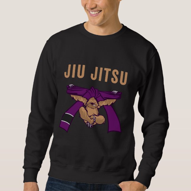 Jiu Jitsu Bjj Sloth Jiu Jitsu Lila Belt mit Tex Sweatshirt (Vorderseite)