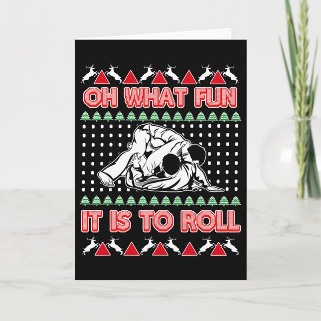 Jiu Jitsu Bjj Ugly Christmas Sweater Mma Funny Xma Karte (Vorderseite)