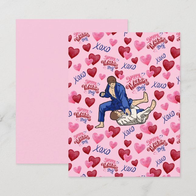 Jiu Jitsu BJJ Valentine’s Day Card in Pink Mitteilungskarte (Vorne/Hinten)