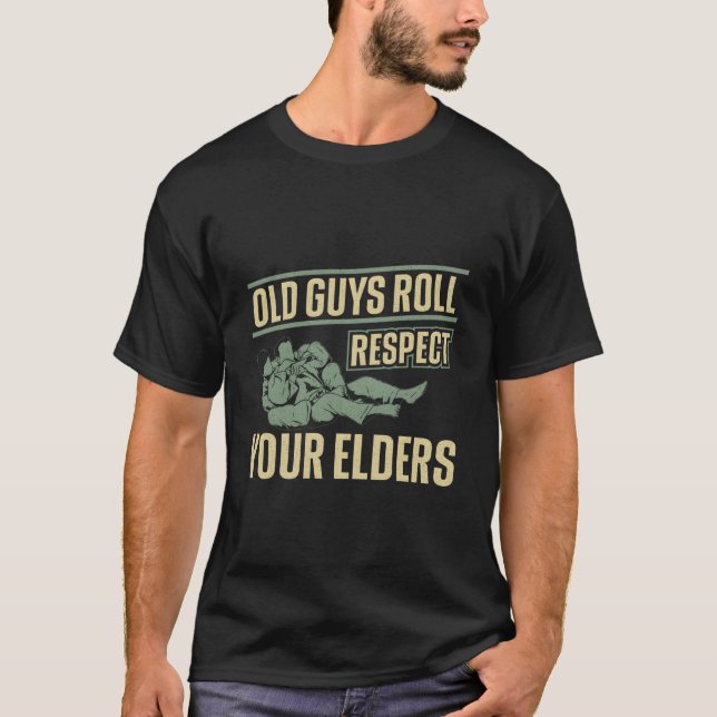 Jiu Jitsu Dad Father Coach Old Guys Roll Respect Y T-Shirt (Vorderseite)
