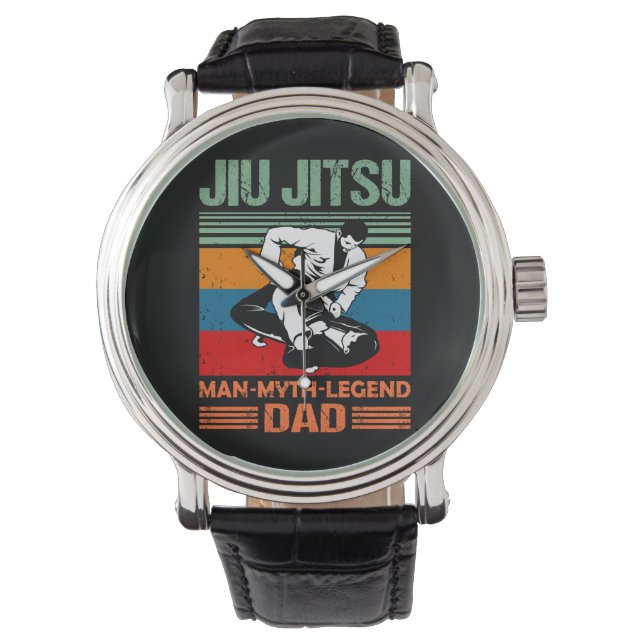 Jiu Jitsu Dad Man Legend martial arts Slogan retro Armbanduhr (Vorderseite)