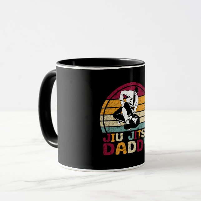 Jiu Jitsu Daddy Dad Martial Arts Retro Tasse (Vorderseite Links)
