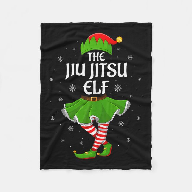 Jiu Jitsu Elf Christmas Family Girls Women Elf Squ Fleecedecke (Vorderseite)