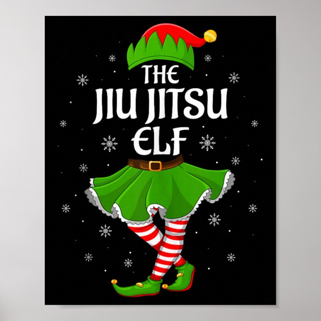 Jiu Jitsu Elf Christmas Family Girls Women Elf Squ Poster (Vorne)