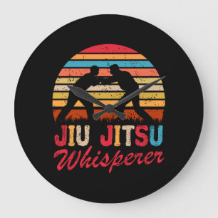 Jiu Jitsu Kampfsport Flüsterer Retro Vintage Große Wanduhr