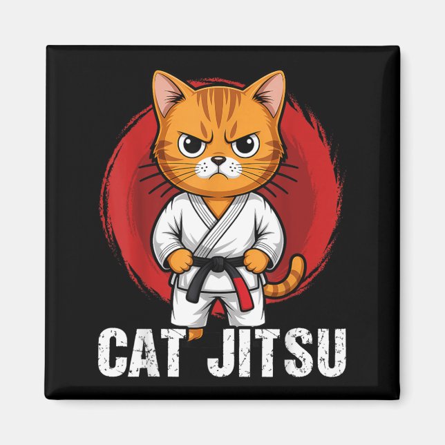 Jiu Jitsu Kawaii Katze Lustiges BJJ oder MMA Grapp Magnet (Vorne)