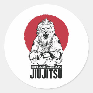 Jiu Jitsu Lion Red Sunset Runder Aufkleber