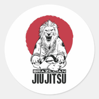 Jiu Jitsu Lion Red Sunset Runder Aufkleber