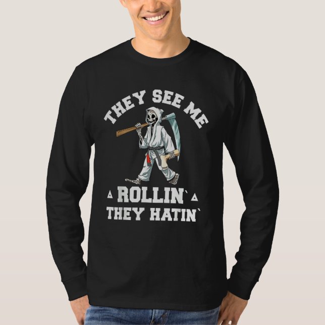 Jiu Jitsu Rollin   BJJ Grappling Grim Reaper T-Shirt (Vorderseite)