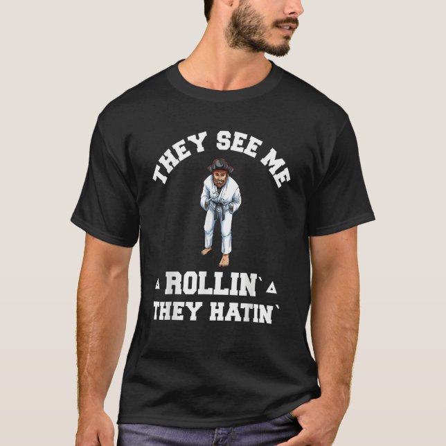 Jiu Jitsu Rollin BJJ Grappling Pirate T-Shirt (Vorderseite)