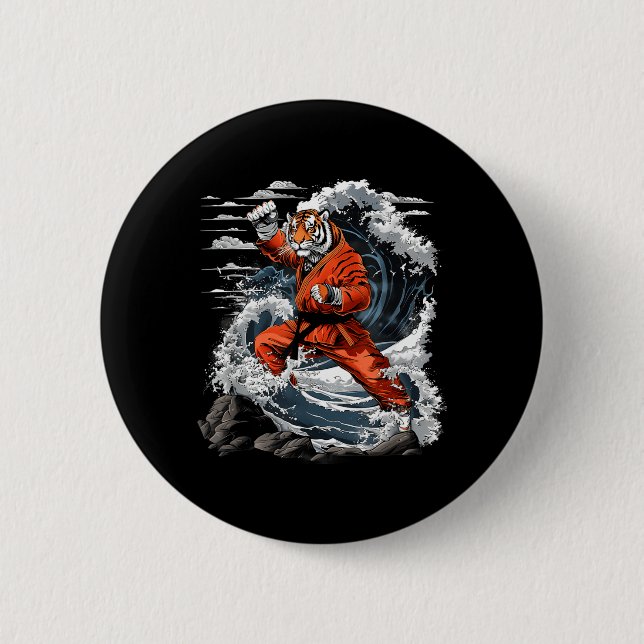 Jiu-Jitsu Tiger Kung Fu Taekwondo Kickboxen Button (Vorderseite)