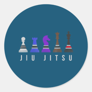 Jiu-Jitsu-Training   Schach, Geschenk  BJJ mit Tex Runder Aufkleber