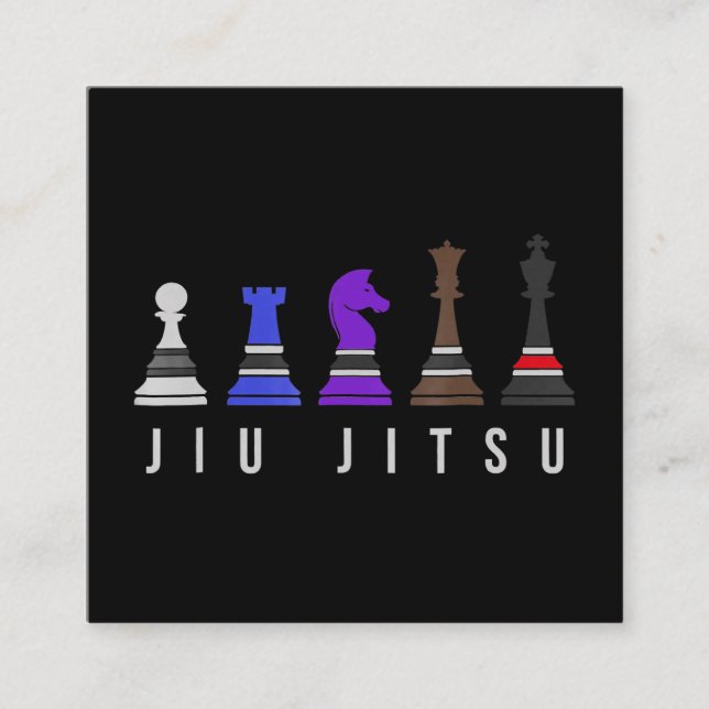 jiu jitsu    Trainingschach, Geschenk bjj mit Text Quadratische Visitenkarte (Vorderseite)