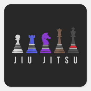 jiu jitsu    Trainingschach, Geschenk bjj mit Text Quadratischer Aufkleber