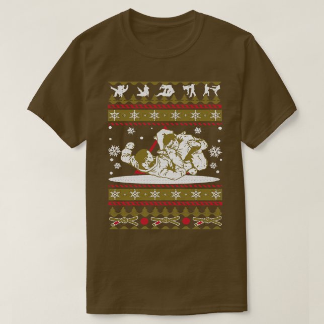 Jiu Jitsu Ugly Sweater Happy Holidays Season Merry T-Shirt (Design vorne)
