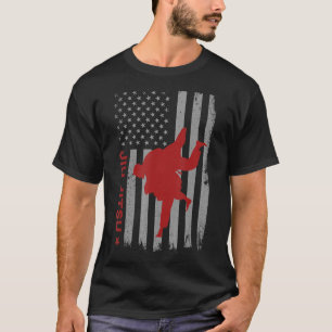 Jiu Jitsu Usa American Flag Mixed Martial Arts Bjj T-Shirt