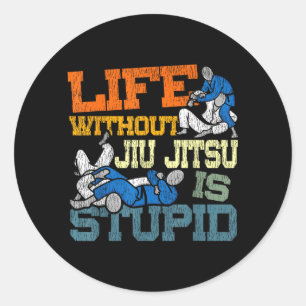 Jiu Jitsu Vintage Retro Leben ohne Jiu Jitsu ist Runder Aufkleber
