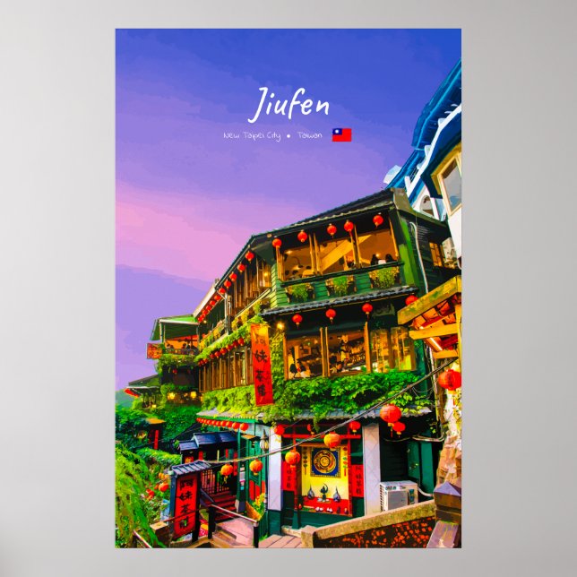 Jiufen, Taiwan - Antikes Teehaus Poster (Vorne)