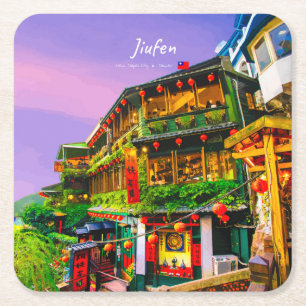 Jiufen, Taiwan - Antikes Teehaus Rechteckiger Pappuntersetzer