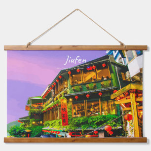 Jiufen, Taiwan - Antikes Teehaus Wandteppich Mit Holzrahmen