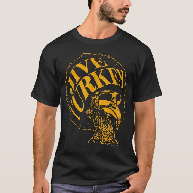Jive Erntedank Cool Turkey Head Retro Silhouett T-Shirt (Vorderseite)
