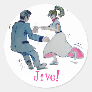 Jive Fun! Swing tanzt Rock and Roll Runder Aufkleber