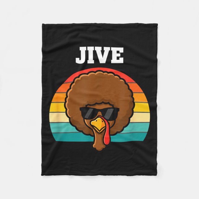 Jive Turkey Afro Retro 70s Thanksgiving Turkey Day Fleecedecke (Vorderseite)