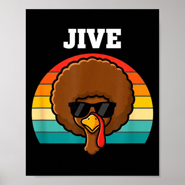 Jive Turkey Afro Retro 70s Thanksgiving Turkey Day Poster (Vorne)