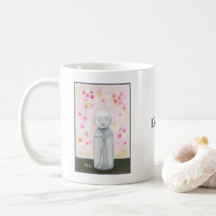Jizo betend in Blumen benutzerdefinierter Name Bud Kaffeetasse