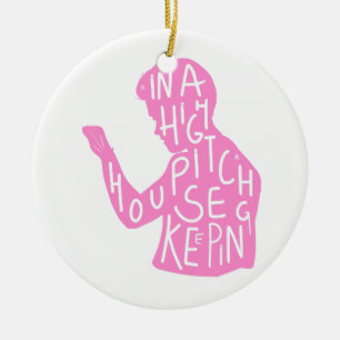 JJs Silhouette-Hausputz-Angebot in Pastellrosa Keramik Ornament