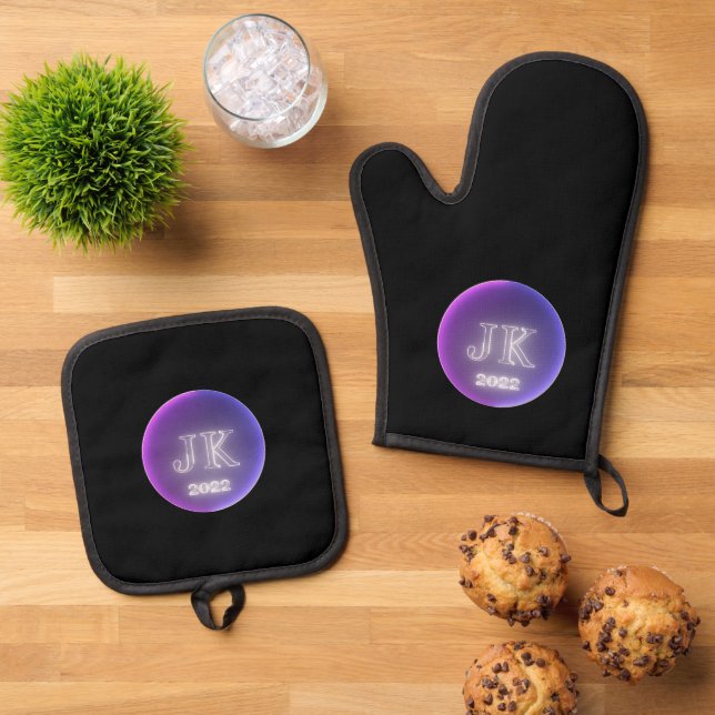 JK 2022 Oven Mitts Pot Holder Ofenhandschuh & Topflappen-Set (Oben Unten)