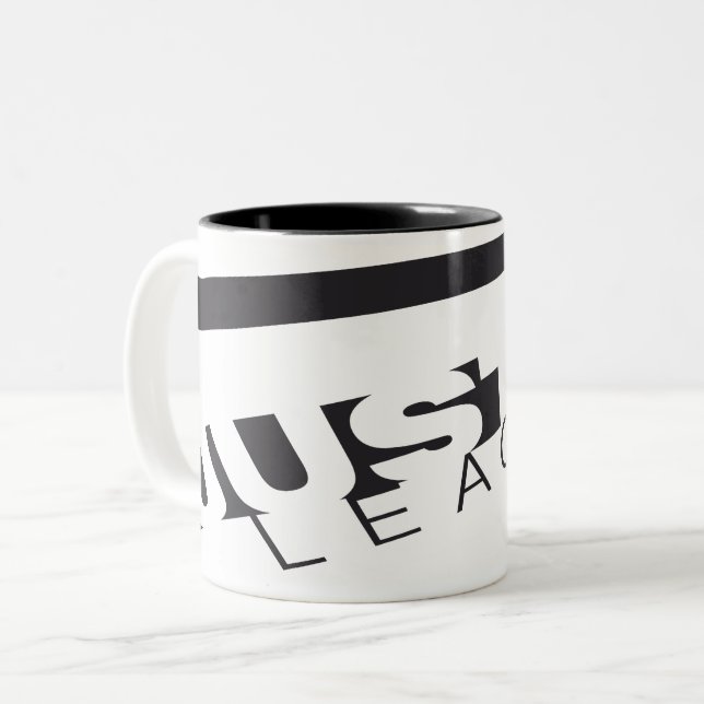 JL B/W Skewed Zweifarbige Tasse (Vorderseite Links)