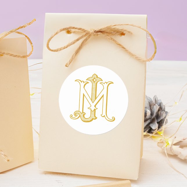 JM- oder MJ-Monogramm vintage-antiker Aufkleber in (Von Creator hochgeladen)