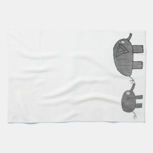 JMCdesign Gray Elephant Mama und Baby Kitchen Hand Geschirrtuch