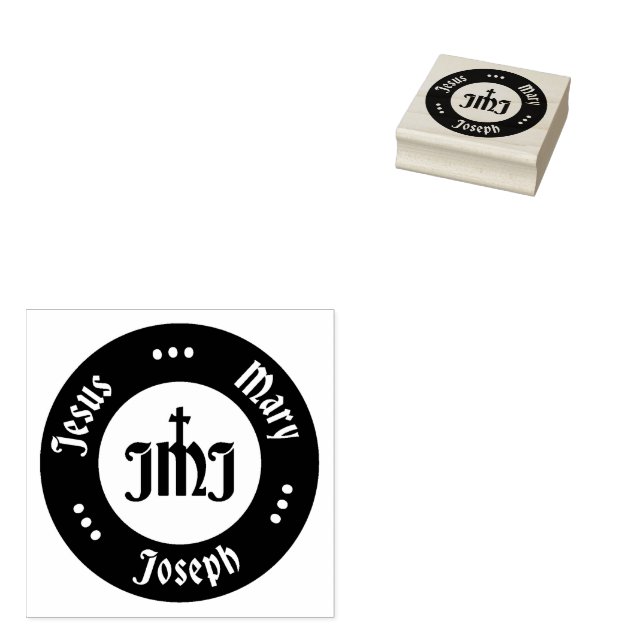 JMJ: Jesus, Mary, Joseph Logo Gummistempel (Stempel)