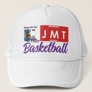 JMT BASKETBALL. Trucker Hat, weiß und schwarz Truckerkappe