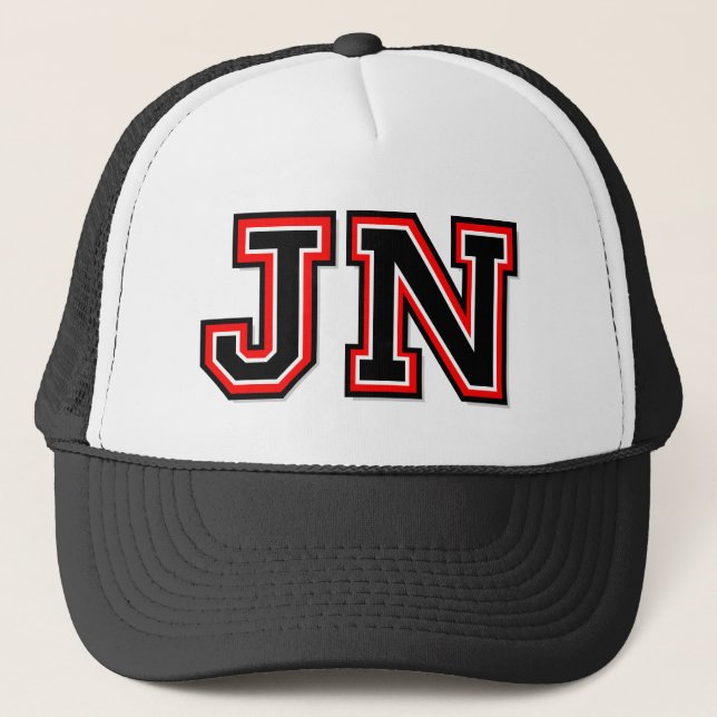 'JN' Monogram Truckerkappe (Vorderseite)